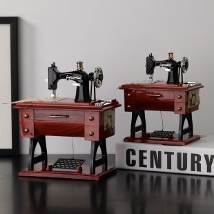 复古怀旧风仿真缝纫机音乐盒创意古典缝纫机八音盒摆件道具小礼品