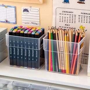 马克笔收纳盒桌面大容量儿童学生铅笔盒子水彩笔架文具多功能笔筒