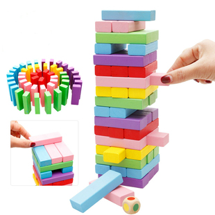 54片彩色叠叠高叠叠乐数字抽积木桌游儿童亲子娱乐互动成人层层叠