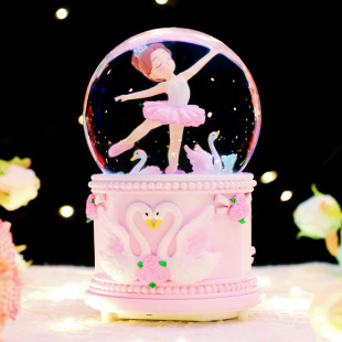 水晶球音乐盒八音盒雪花芭蕾跳舞十岁女孩儿童生日礼物送女生女童