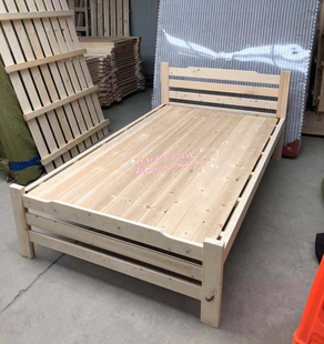 实木床双人床全松木单人床成人保简易床加粗加厚员工宿舍床环