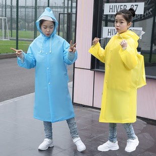 儿童雨衣女童男童外套长款 大帽檐加厚防水背包位小学生初中生雨披