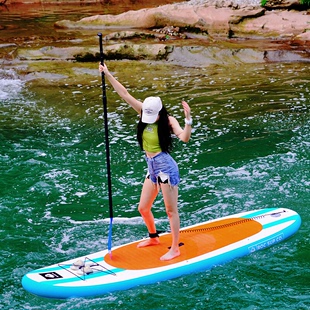 sup站立式 充气可折叠桨板成人冲浪板水上竞速划水板艾玛仕橙浆板