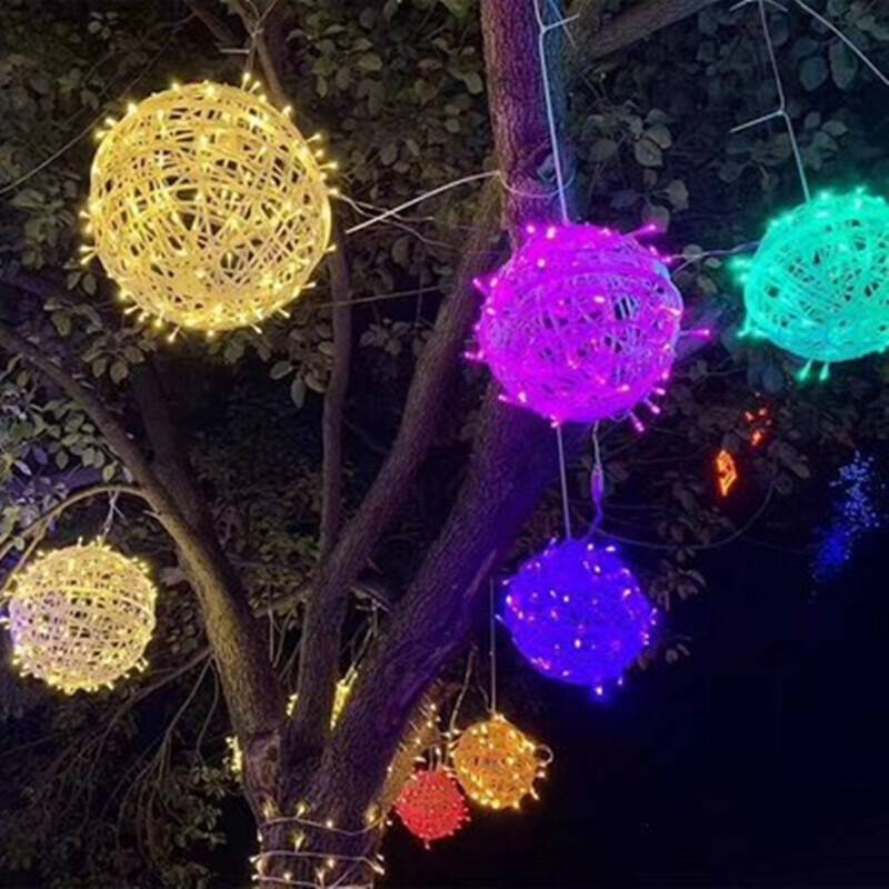 圆球挂树灯庭院公园街道节日装 饰景观灯户外防水树木亮化灯藤球灯