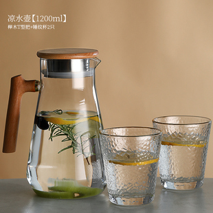 日式 玻璃冷水壶大容量家用耐热高温凉白开水壶 凉水壶水杯套装