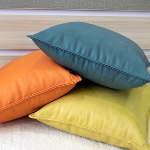 科技布抱枕轻奢客厅沙发高档皮靠枕套现代靠垫腰枕橙色大定制北欧