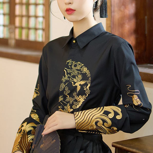 凤凰织金马面裙套装 女飞机袖 新中式 国风日常显瘦汉服