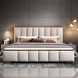 意式 轻奢主卧大床双人床1.8x2米超薄床头床主卧1.5米卧室家用婚床
