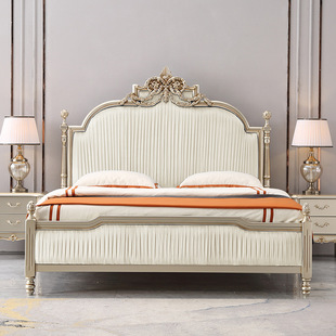 法式 轻奢实木床美式 现代简约主卧双人床欧式 布艺公主1.8米婚床