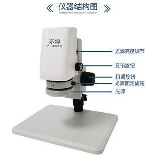 新品 宗源ZY 3000CH高端测量一体机电子显微镜 免标定高清齐焦工业