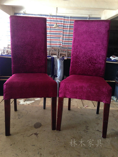 直销软包高背宴会酒店餐椅简约现代实木酒楼布艺椅中式 客房红色椅