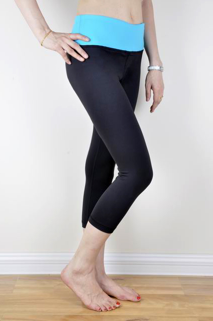 瑜伽紧身七八分裤 包邮 一件 莫代尔拼色女弹力运动健身跑步裤