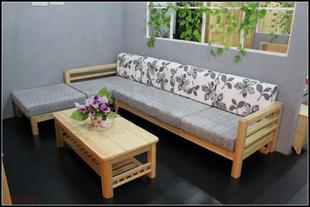 特价 松木沙发全简易实木沙发三人客厅转角组合沙发