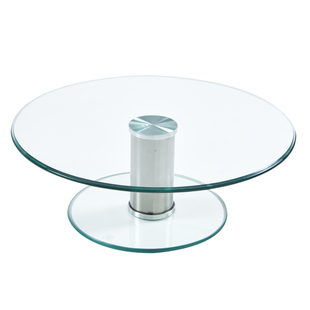 化高餐桌转钢钢加玻璃双层玻璃转盘家用Q圆桌盘化玻璃桌面