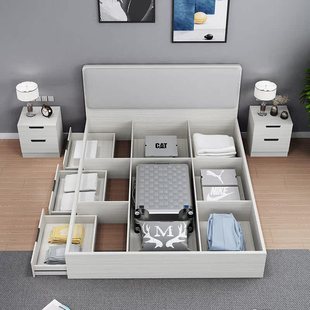 箱床储物床1.8现代简约双人床收纳床1.2米经济型主卧板式 床 新款