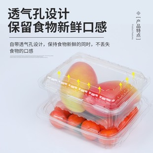 透明保鲜盒果蔬打包盒子带盖果捞蔬菜水包装 盒 一次性水果盒1斤装