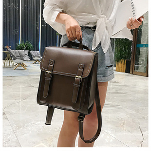 Leather Backpack Vintage Bag Women Female 推荐