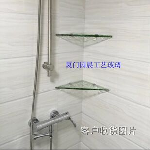 卫生间玻璃角落架 凹槽壁龛钢化玻璃隔板层板可定制 淋浴房置物架