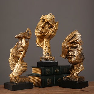 极速沉默是金雕塑抽象艺术摆件客厅酒柜办公室家居装 饰书房书柜工