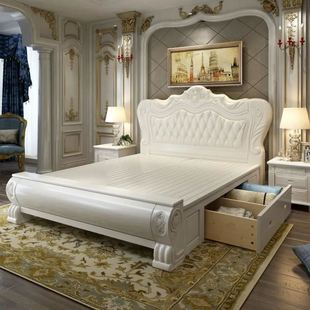 实木床1.8h米公大床主卧人床家用奢华婚床双主储物工厂直