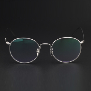 圆框眼镜 纯银眼镜 925银眼镜架圆形镜框 配近视镜潮圆框1012纯银