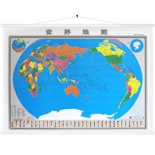 双全无拼接 1米 办公室 世界地图约1.4米 2024世界地图挂图 哑光高清覆膜版 世界国旗 世界各国交通地图 世界超大地图