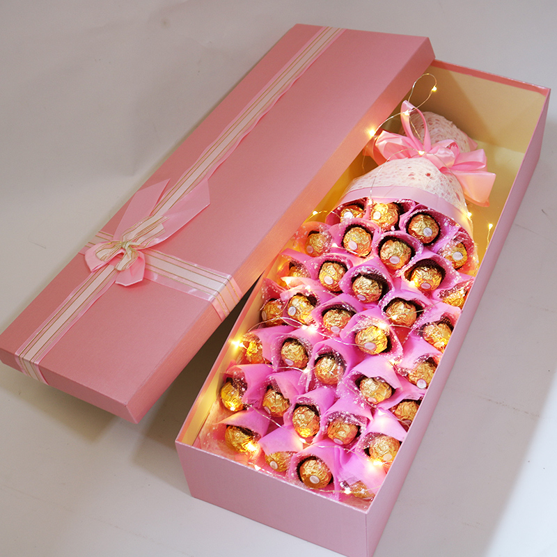 520情人节创意发光费列罗巧克力花束礼盒装 送男女朋友生日表白礼