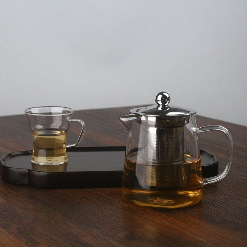 茗亮玻璃茶壶耐高温加厚泡茶壶不锈钢茶水分离过滤花茶壶500毫升
