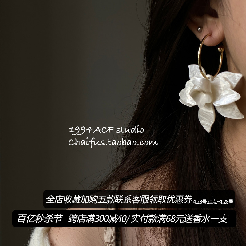 柴夫工作室 R603 法式 复古超仙兰花气质耳环简约设计感小众耳钉