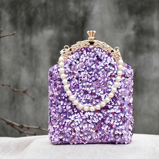 紫人鱼 手机包亮片钉珠刺绣手拿包晚宴包礼服包口金包DIY材料包