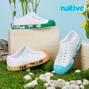 native春夏新款 像素时代Jefferson洞洞鞋 儿童男女亲子沙滩雨鞋