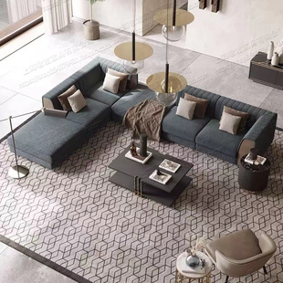 意式 极简大户型客厅转角科技布艺沙发模块组合现代简约轻奢沙发