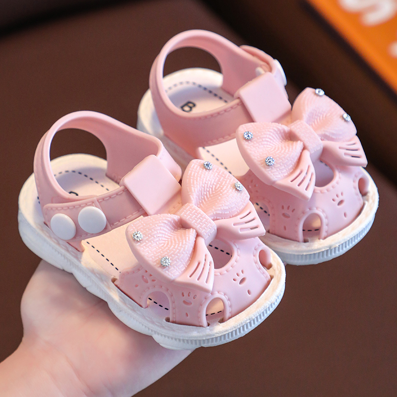 女童凉鞋 夏季 软底婴儿0 3岁小童幼儿园包头童鞋 公主鞋 宝宝学步鞋