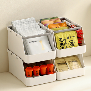 茶包收纳盒胶囊咖啡办公室桌面手提多层叠加杂物篮茶叶零食置物架