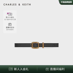 CHARLES&KEITH配饰CK4 42250229金属方扣饰女士简约纯色腰带