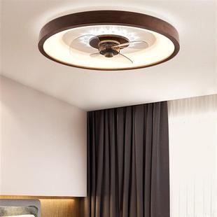 现代中式 卧室胡桃木色灯具餐厅家用照明吸顶灯 风扇吸顶灯2021新款