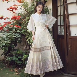 轻国风马面裙套装 女高级感汉元 日常可穿新中式 夏季 素改良汉服女款