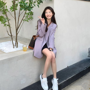 高级感紫色西装 外套女ins潮春秋新款 韩版 小个子宽松休闲西服
