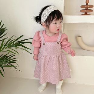 女童宝宝公主裙超洋气春秋小女孩吊带裙子套装 韩国婴儿连衣裙春装