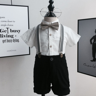 套装 男宝宝一周岁礼服小学生演出服长袖 英伦风儿童礼服套装 衬衫