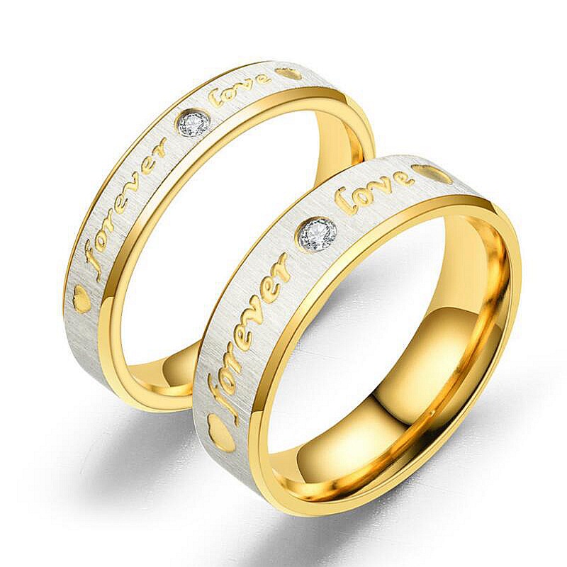 韩版 时尚 流行不锈钢镶钻情侣戒指 钛钢男女士对戒可定制刻字