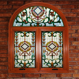 别墅 弧头组合 定做Tiffany艺术玻璃隔断玄关屏风柜门芯蒂凡尼欧式