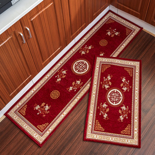 复古新中式 厨房地垫长条地毯防滑防油耐脏吸水垫入户门口门垫进门