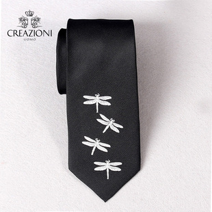 UOMO艺术蜻蜓提花优雅时尚 商务男士 CREAZIONI 休闲窄版 领带 礼盒装