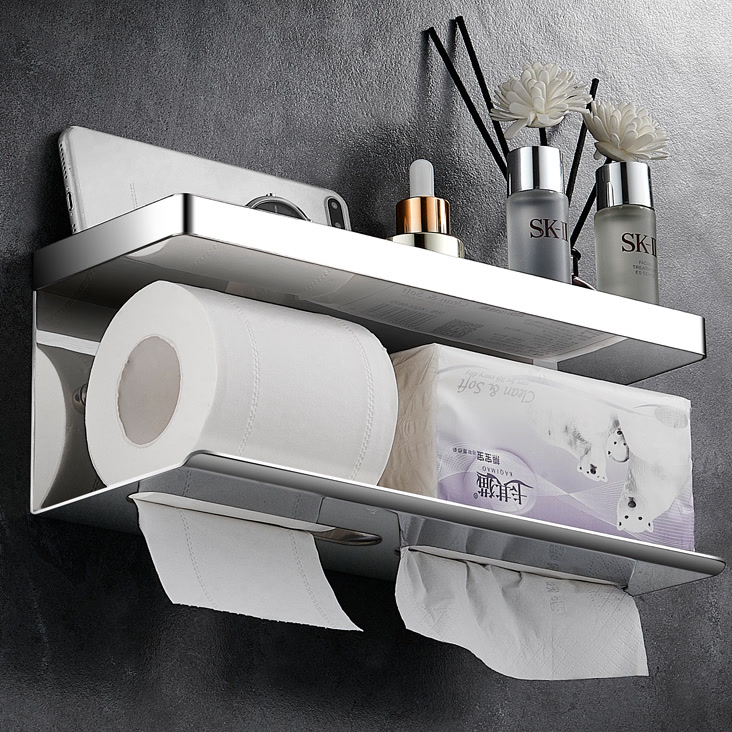 卫生间纸巾架免打孔不锈钢抽纸盒壁挂厕所洗手间置物架浴室纸巾盒