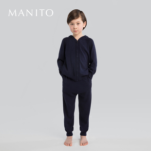 曼尼陀Vanilla真丝羊绒针织套装 男婴童睡衣桑蚕丝舒适 MANITO