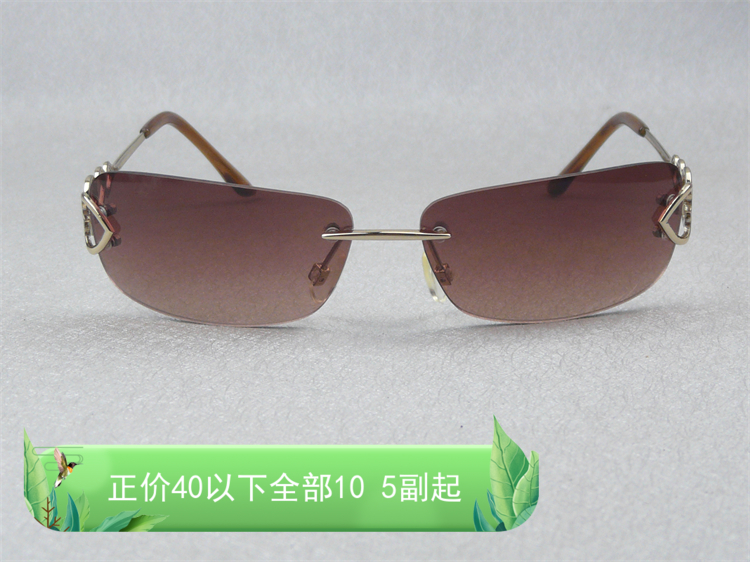 太阳墨眼镜方形079无框欧美潮酷时尚 出口原单防紫外线沙滩 女士款