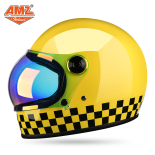 AMZ摩托车头盔哈雷男女冬季 安全帽3C电动车玻璃钢复古机车全盔