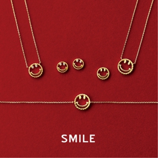 日本Smile微笑项链女18K金手链项链耳钉戒指黄金锁钻石骨链手镯潮