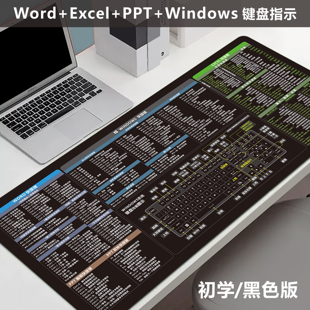 word excel cad鼠标垫超大号办公wps cdr常用快捷键桌垫